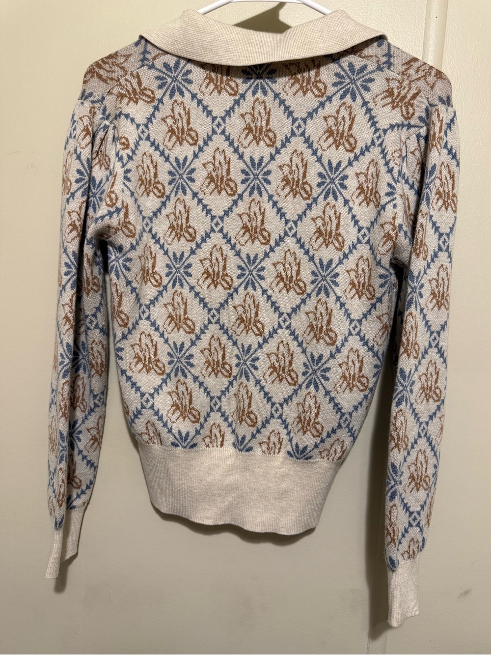 Simple Retro knit polo sweater  small patterned design with a vintage - Picture 7 of 9